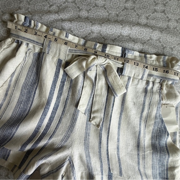 Indigo Rein Linen-Blend Paperbag Shorts Size XL Blue & White Striped - Picture 7 of 9